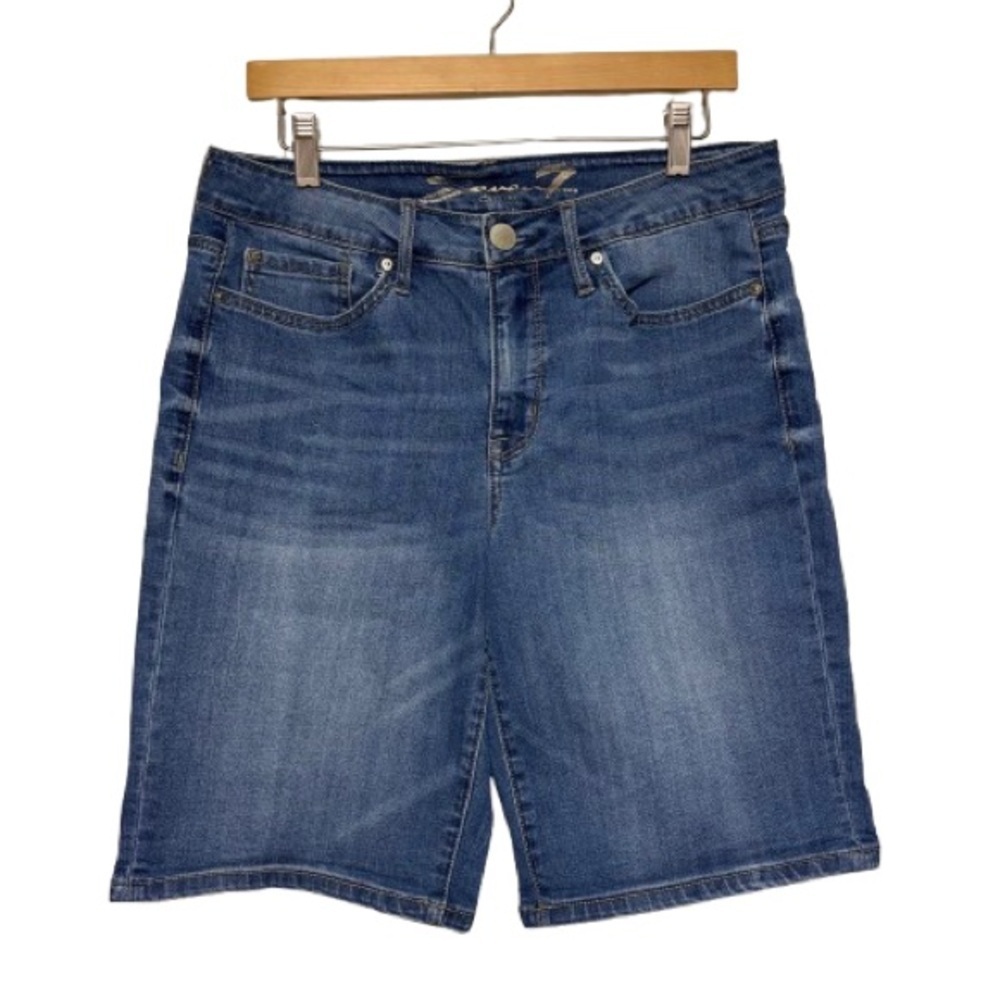 Seven7 Medium Wash Mid-Rise Bermuda Shorts Size 12